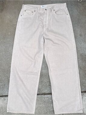 Agolde High-Rise Wide Leg Jeans in Ivory Cream